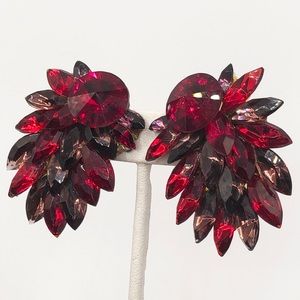 Vintage Michelle Sugar Red Rhinestone Earrings